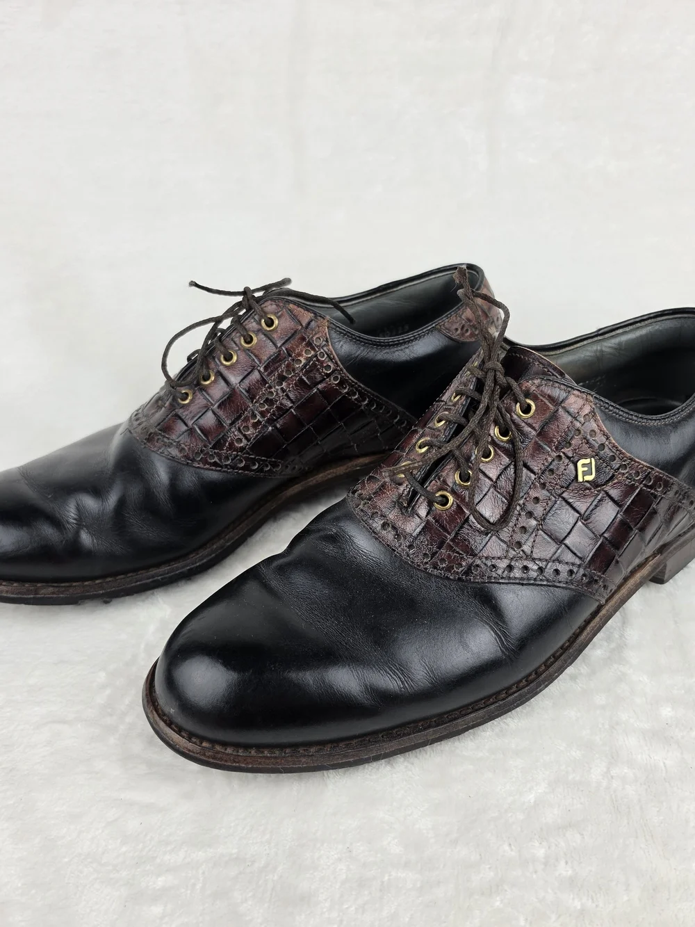 FootJoy Premier Classics Dry Golf‎ Shoes Mens 9.5D Black Brown Made in USA
